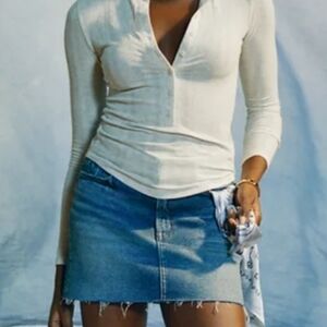 American Eagle Denim Mini Skirt Stretch Distressed High Rise Size 4